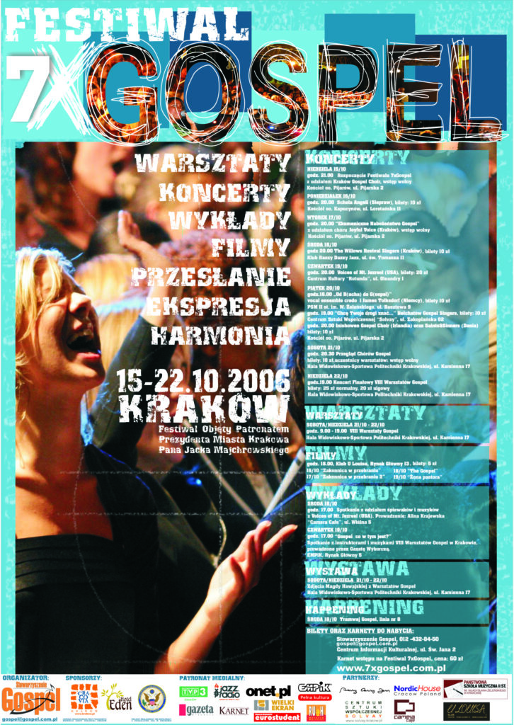 Plakat 1. Festiwalu 7xGospel, rok 2006