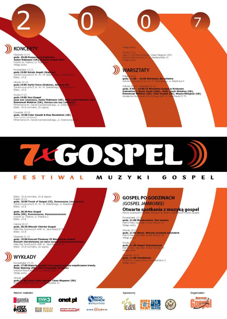 Plakat 2. Festiwalu 7xGospel, rok 2007