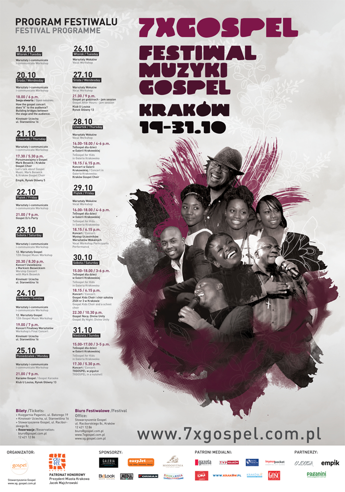 Plakat 5. Festiwalu 7xGospel, rok 2010