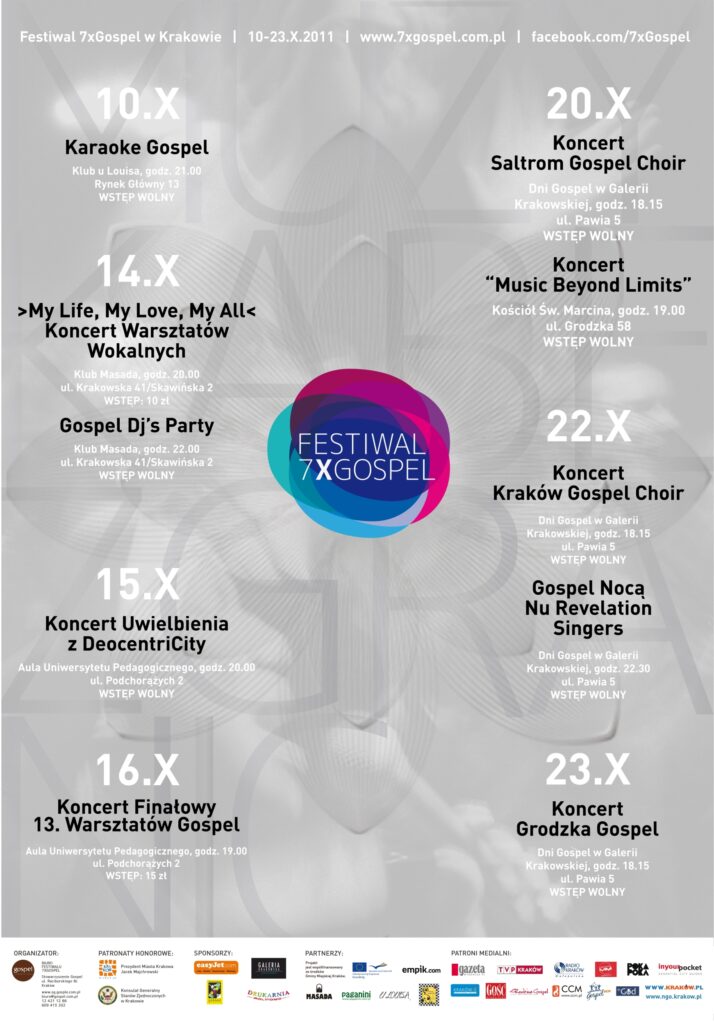 Plakat 6. Festiwalu 7xGospel, rok 2011