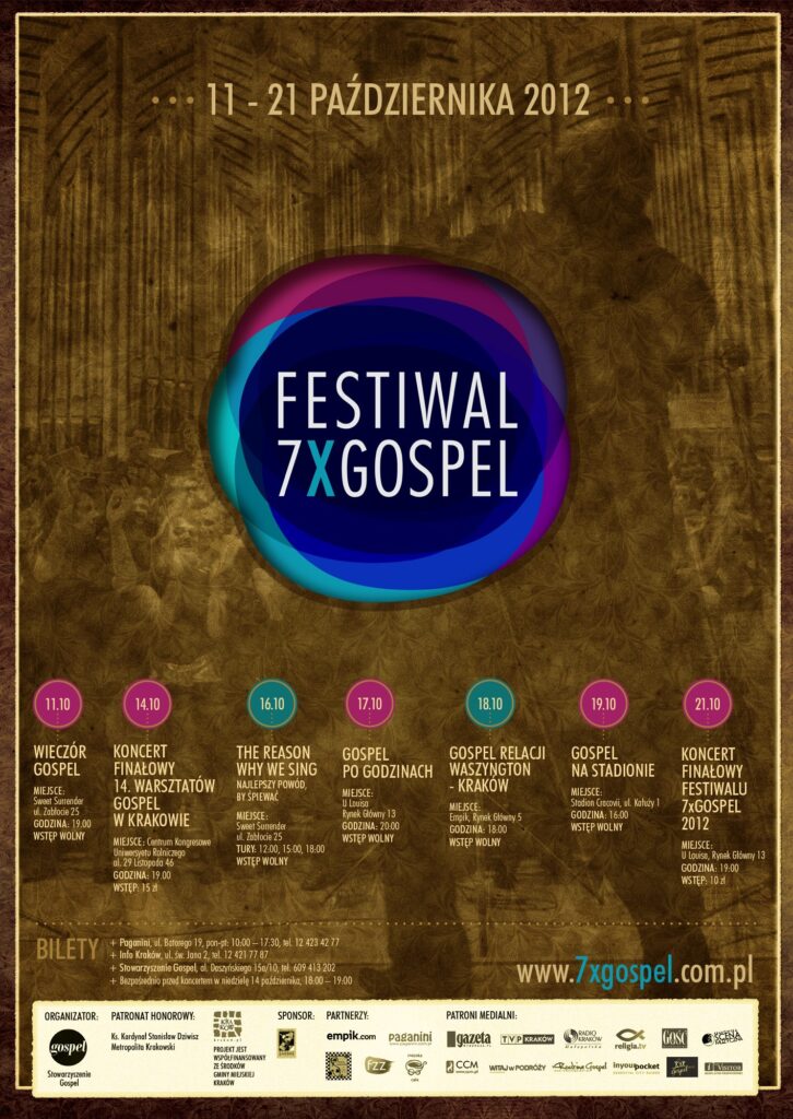 Plakat 7. Festiwalu 7xGospel, rok 2012