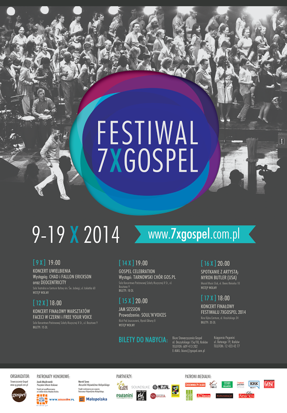 Plakat 9. Festiwalu 7xGospel, rok 2014